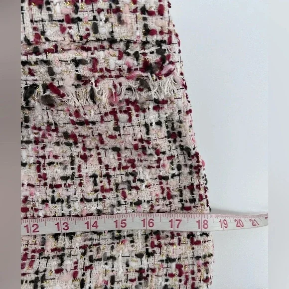 NWT En Saison Everleigh Midi Tweed Dress Beige Burgundy Size S - Picture 12 of 13